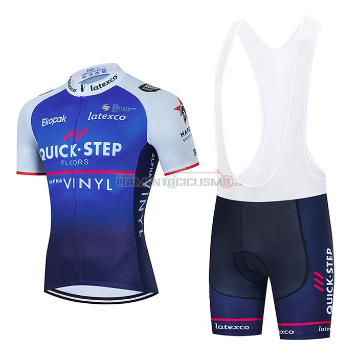 Abbigliamento Ciclismo Quick Step Manica Corta 2022 Alpha Vinyl Blu Bianco